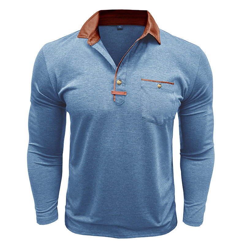Herren Langarm-Henley-Shirt mit kontrastierendem Kragen und praktischer Brusttasche Echoarchiv