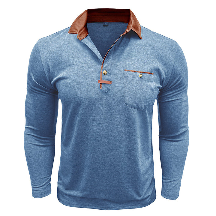 Herren Langarm-Henley-Shirt mit kontrastierendem Kragen und praktischer Brusttasche Echoarchiv