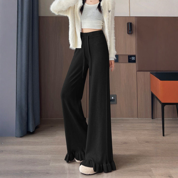 Damen Elegante, weiche Lounge-Hose mit Rüschenabschluss Echo Archiv