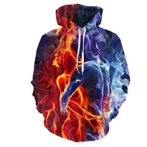 Herren Kapuzenshirt mit lebendigem Tigerdesign und feurigen Akzenten Echoarchiv