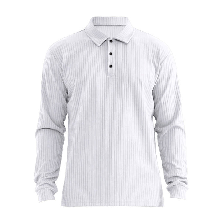 Herren Langarm Polohemd mit strukturiertem Rippdesign Echoarchiv