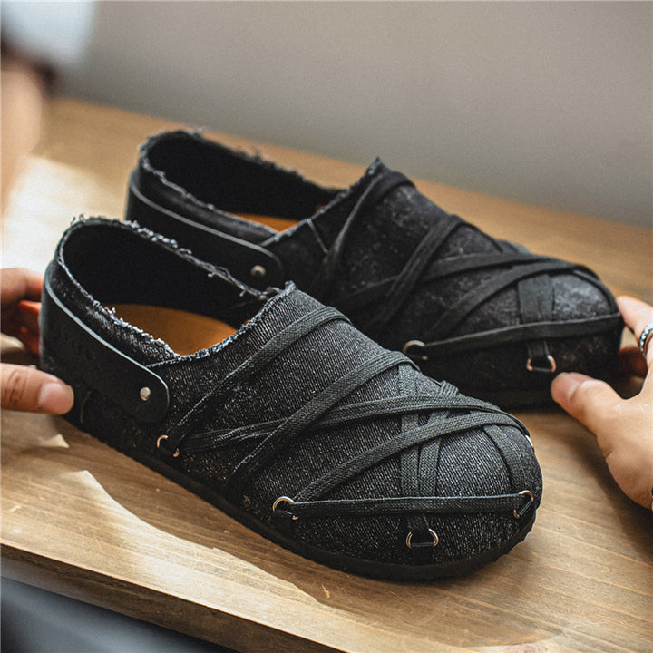 Herren lässige Slipper im Denim-Look mit elastischen Riemen, verstellbarem Fersenriemen und profilierter Gummisohle Echo Archiv
