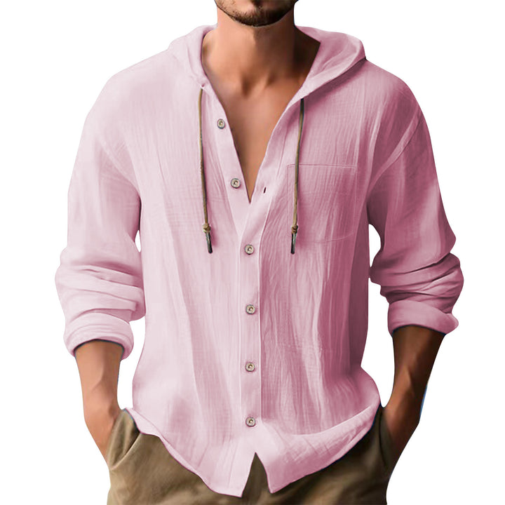 Herren lässiges Kapuzenshirt mit Knopfleiste und praktischen Taschen Echoarchiv