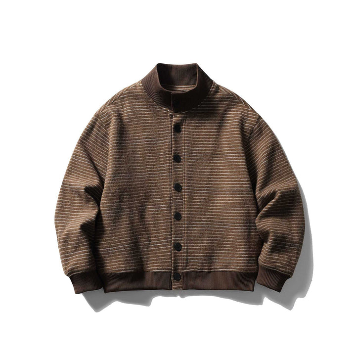 Herren Gestreifter Blouson im Boxy‑Cut mit Rippenkragen und Knopffront Echoarchiv