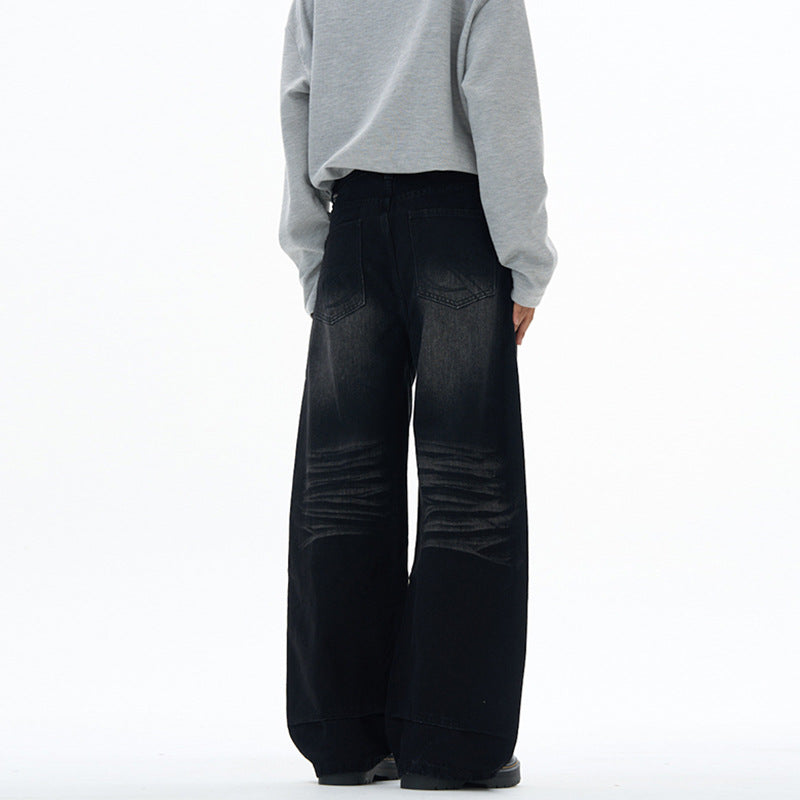 Damen extraweite hochgeschnittene Baggy-Jeans mit tiefem Schritt und Vintage‑Waschung Echo Archiv
