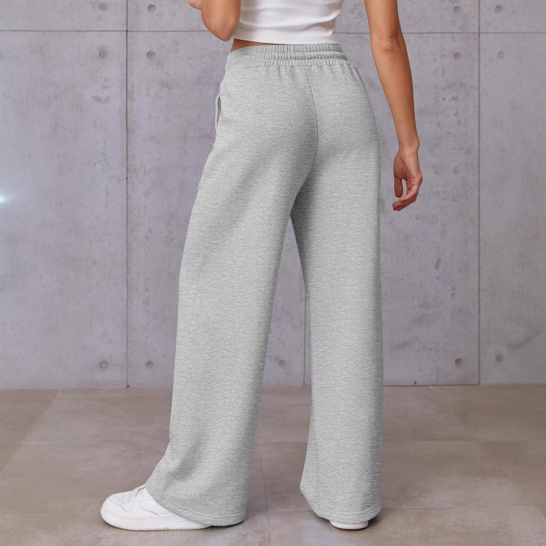 Damen nan High-Waist Relax-Freizeithose mit doppeltem Rippbund, sichtbarer Bügelfalte und weitem Bein Echo Archiv