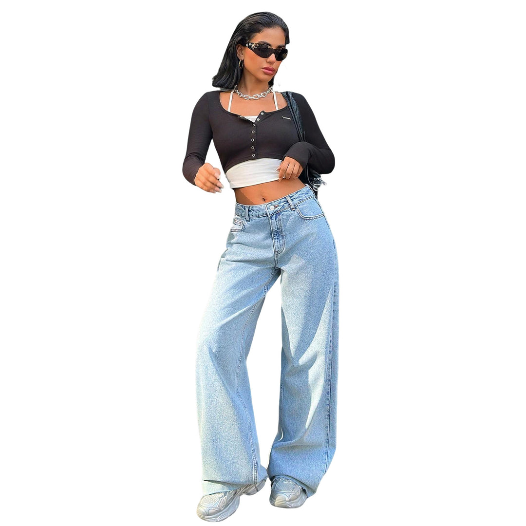 Damen High‑Waist Oversize-Jeans mit weitem Bein und seitlichen Keilschlitzen Echo Archiv
