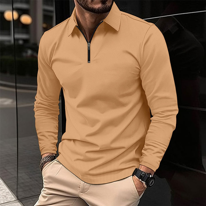 Herren Langarmshirt mit modernem Reißverschluss und strukturiertem Design Echoarchiv