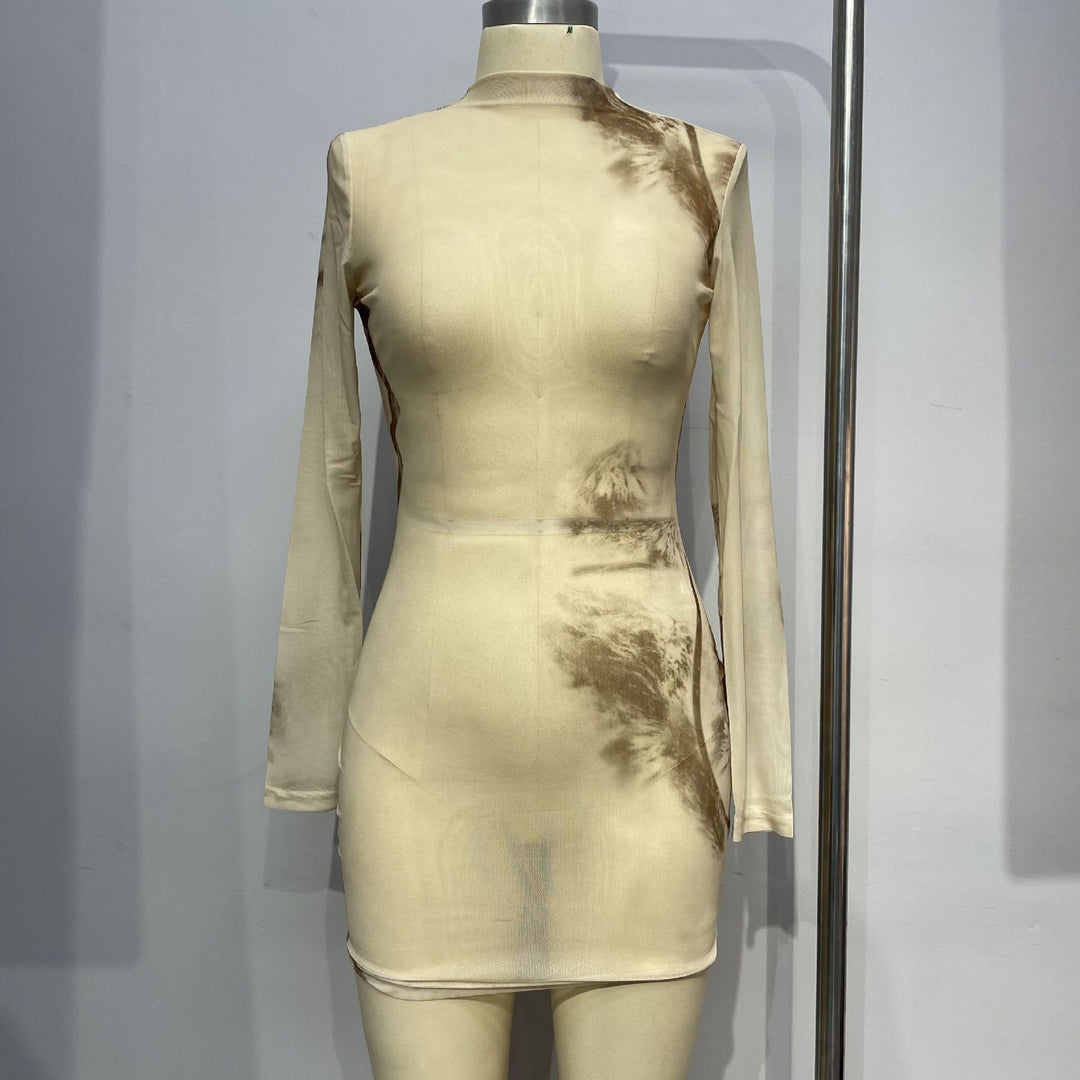 Damen Stilvolles Mini-Kleid mit transparenten Einsätzen Echo Archiv