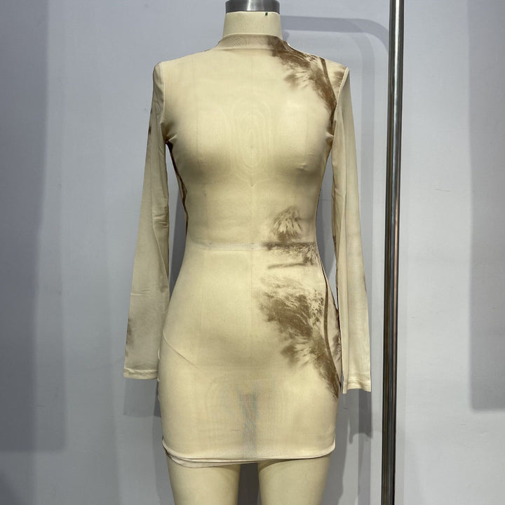 Damen Stilvolles Mini-Kleid mit transparenten Einsätzen Echo Archiv