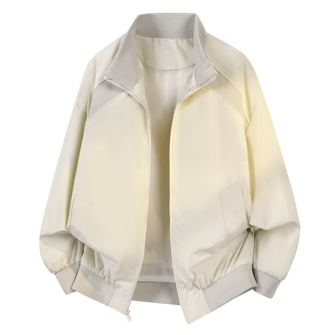 Damen Minimalistische leichte Nylon-Bomberjacke mit Rippkragen, Raglanärmeln & elastischem Saum Echoarchiv