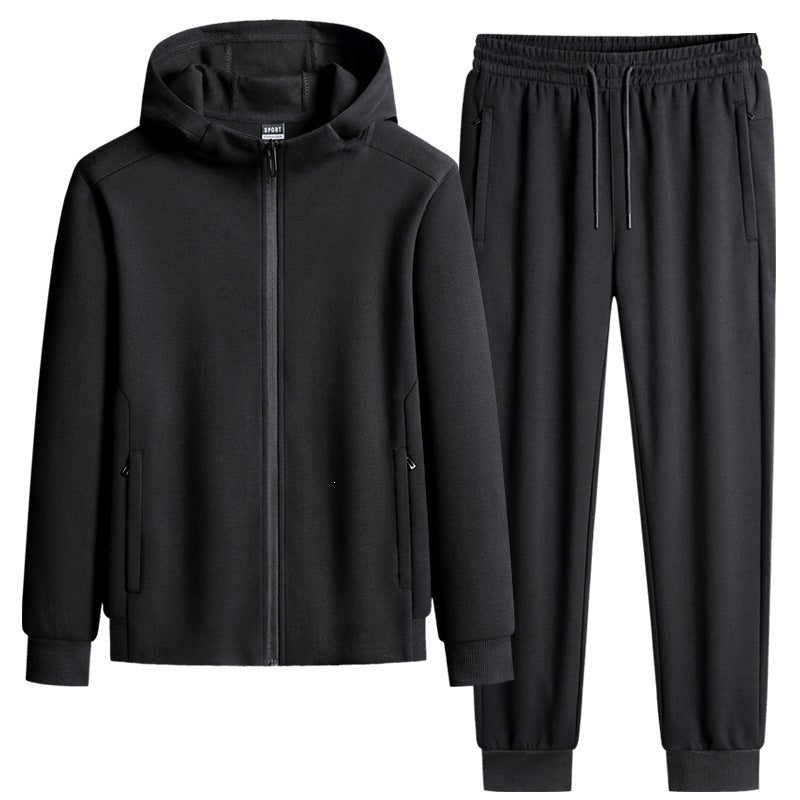 Herren zweiteiliges Kapuzen‑Trainingsset aus French‑Terry mit Reißverschlussjacke & konischer Jogginghose Echoarchiv