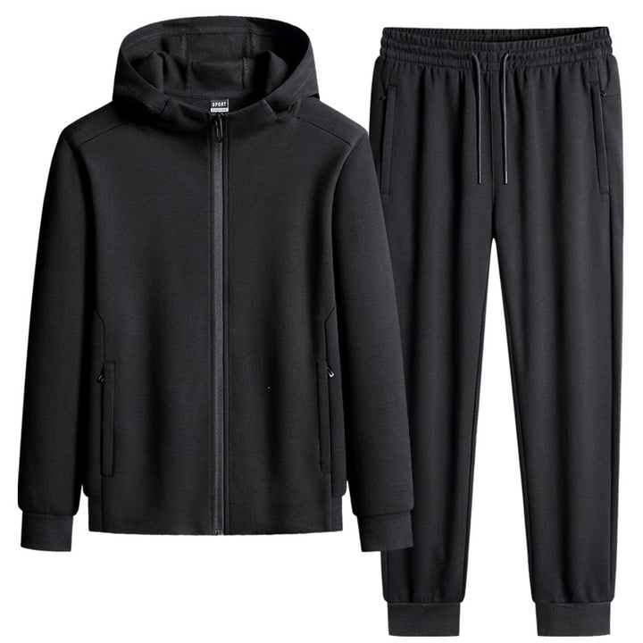Herren zweiteiliges Kapuzen‑Trainingsset aus French‑Terry mit Reißverschlussjacke & konischer Jogginghose Echoarchiv