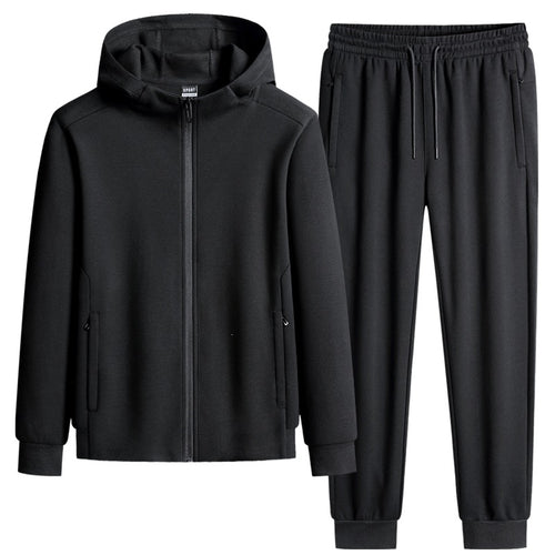 Herren zweiteiliges Kapuzen‑Trainingsset aus French‑Terry mit Reißverschlussjacke & konischer Jogginghose Echoarchiv