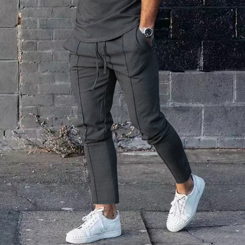 Herren stylische Freizeithose mit verstellbarem Kordelzug und seitlichen Eingrifftaschen Echoarchiv