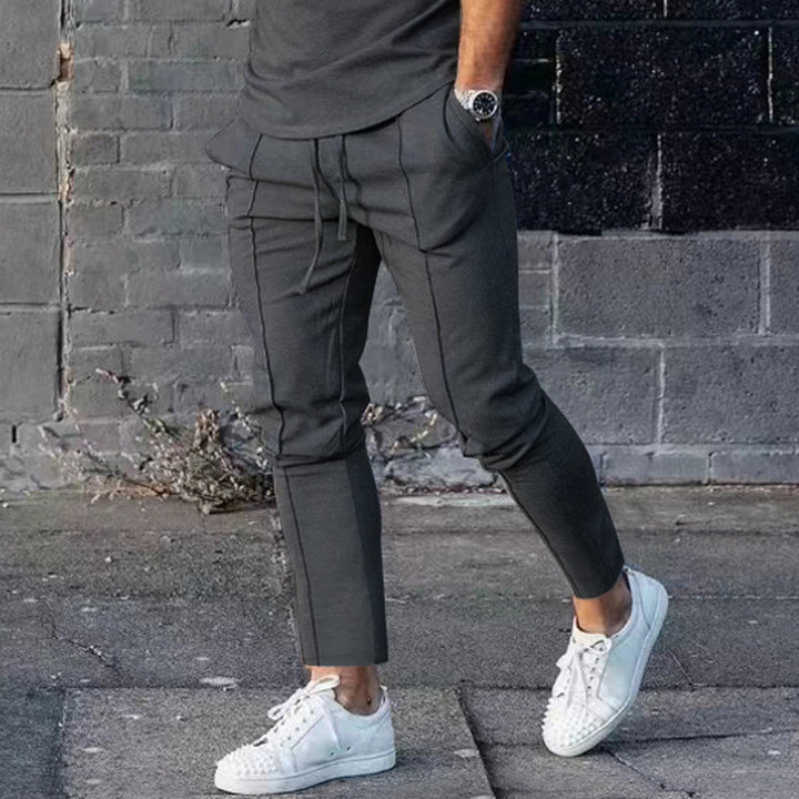 Herren stylische Freizeithose mit verstellbarem Kordelzug und seitlichen Eingrifftaschen Echoarchiv