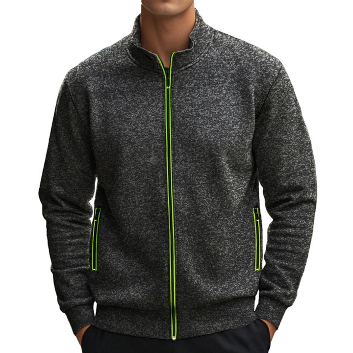 Herren sportliche Zip-Jacke mit hohem Kragen und reflektierenden Akzenten Echoarchiv
