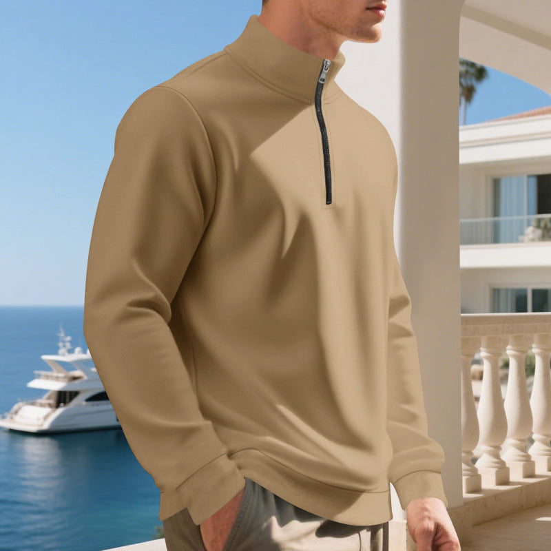 Herren sportlicher Pullover mit halbem Reißverschluss und atmungsaktiver Struktur Echoarchiv