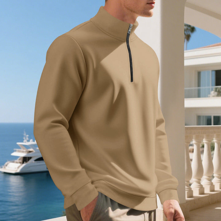 Herren sportlicher Pullover mit halbem Reißverschluss und atmungsaktiver Struktur Echoarchiv