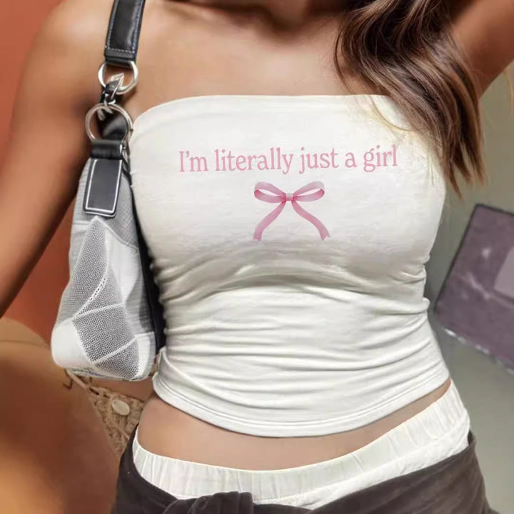 Damen Bandeau-Top mit auffälligem Statement-Aufdruck Echo Archiv