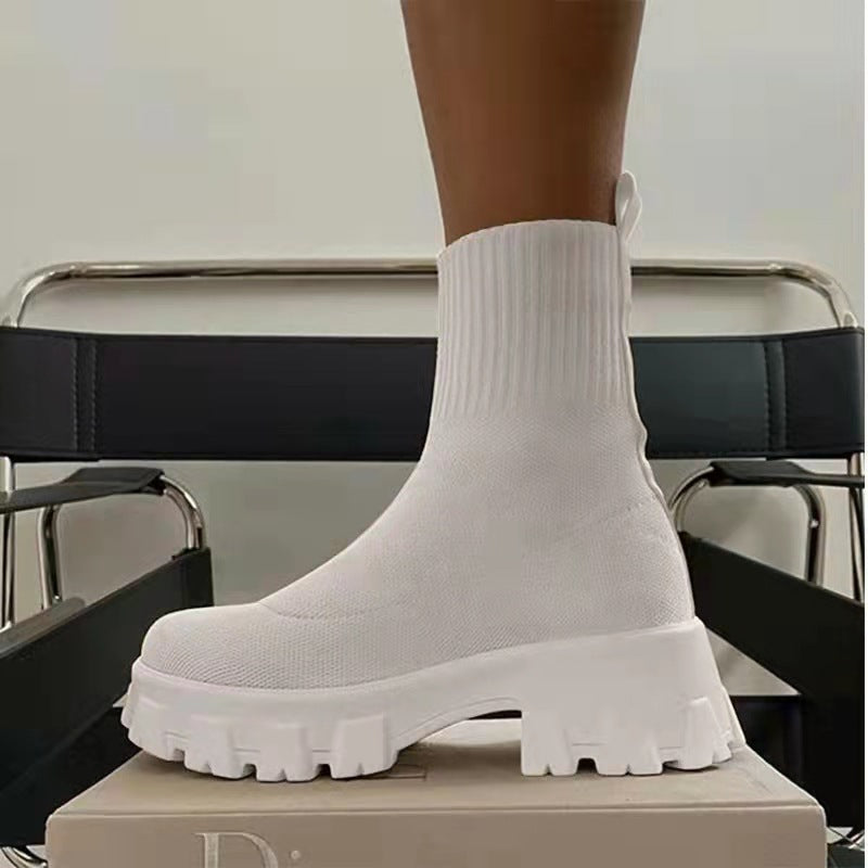 Damen Sock-Ankle-Boots mit grobem Offroad-Profil und elastischem Strickschaft Echo Archiv
