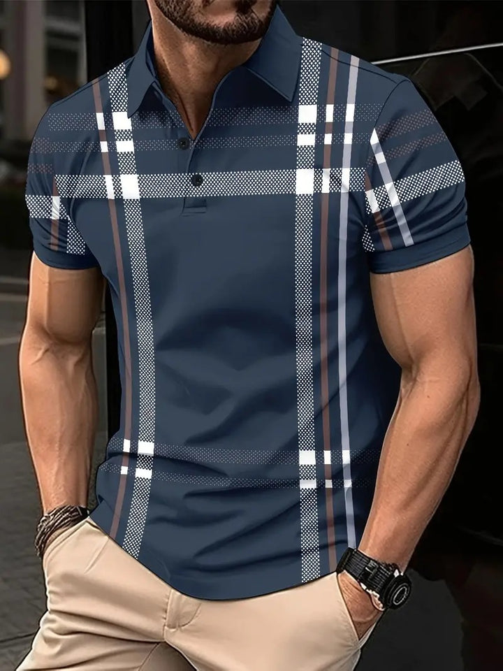 Herren modisches Polohemd mit auffälligem Karodesign Echoarchiv