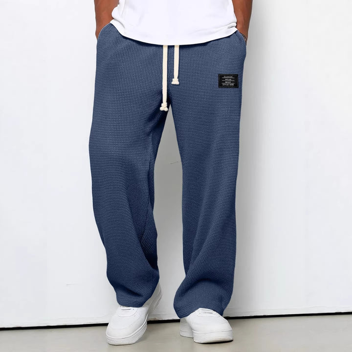 Herren nan lässige Waffelstrick Loungehose mit Kordelzug und geradem Schnitt Echo Archiv