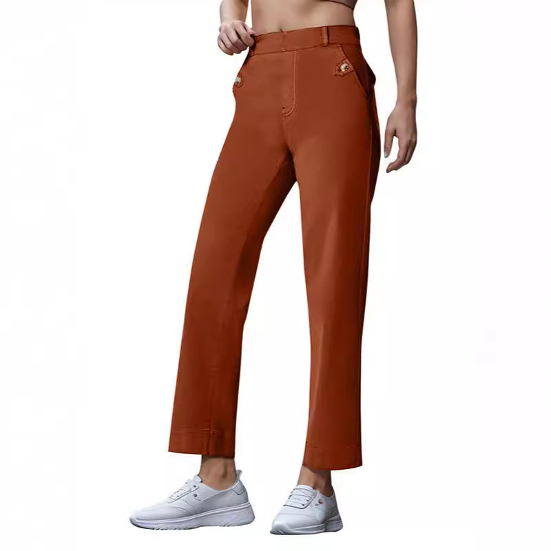 Damen Weite High-Waist Hose mit modischen Knopfdetails Echo Archiv