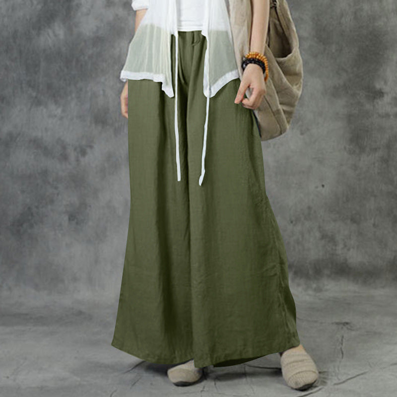 Damen nan weite Leinenhose mit hohem Bund und Tunnelzug Echo Archiv