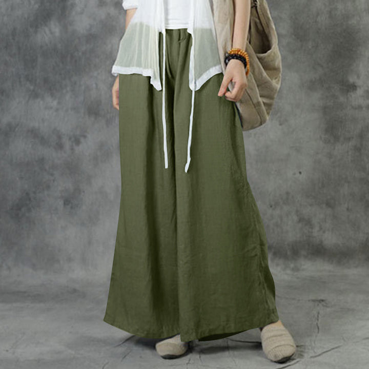 Damen nan weite Leinenhose mit hohem Bund und Tunnelzug Echo Archiv