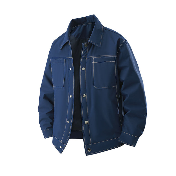 Herren Leichte Overshirt-Jacke aus strukturiertem Kunstleder mit aufgesetzten Brusttaschen Echoarchiv