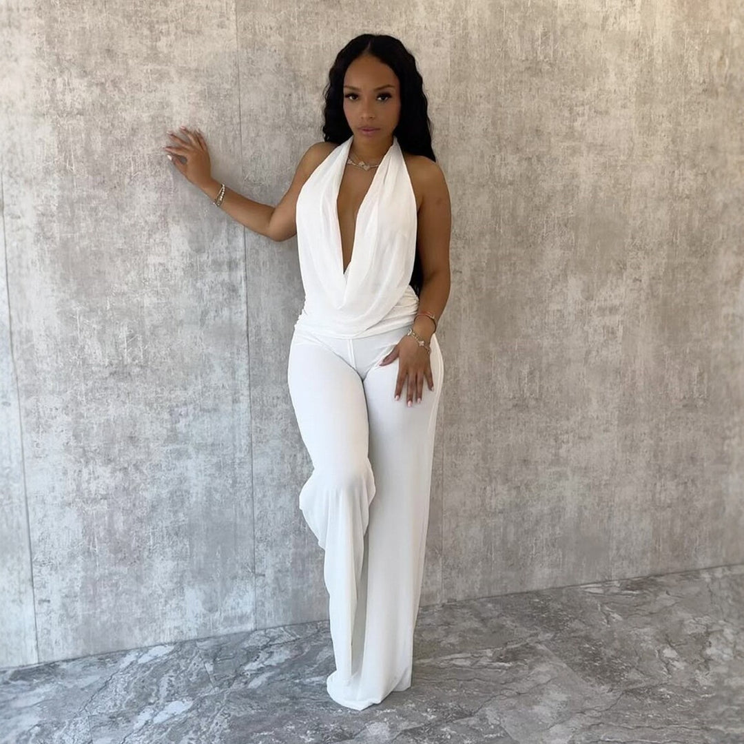 Damen Jumpsuit mit elegantem Wickeldetail und weiten Beinpartien Echo Archiv