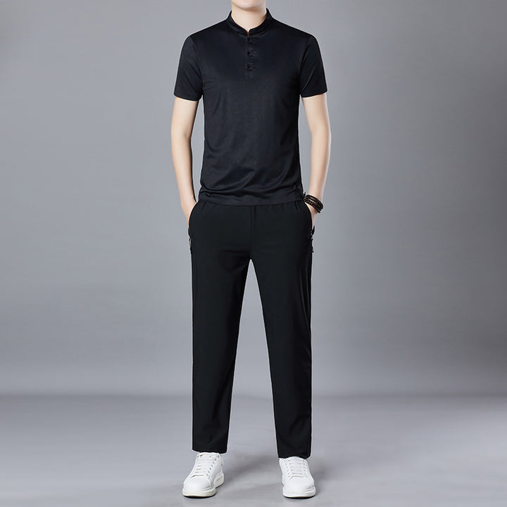 Herren lässiges Polo-Shirt mit Stehkragen und praktischen Seitentaschen Echoarchiv