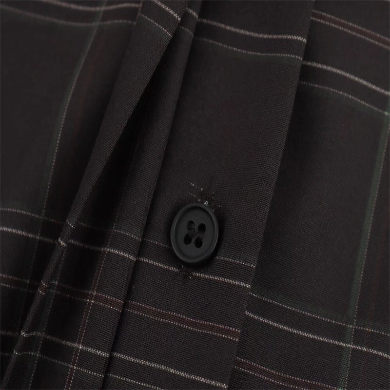 Damen Cropped Kastenförmige Hemdjacke im Karomuster mit verdeckter Knopfleiste Echo Archiv