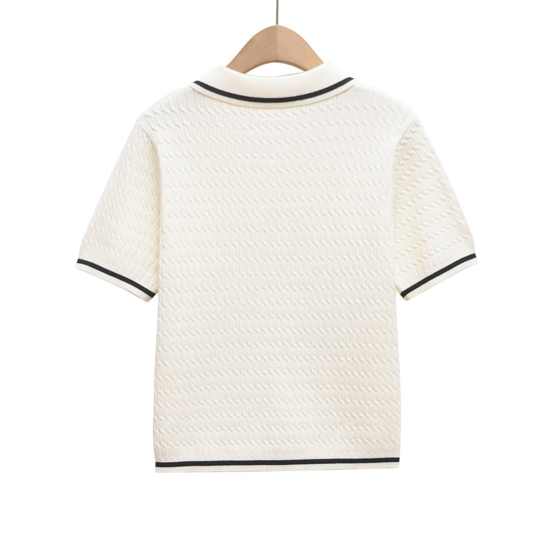 Damen Poloshirt mit strukturiertem Material und edlen Knopfdetails Echo Archiv