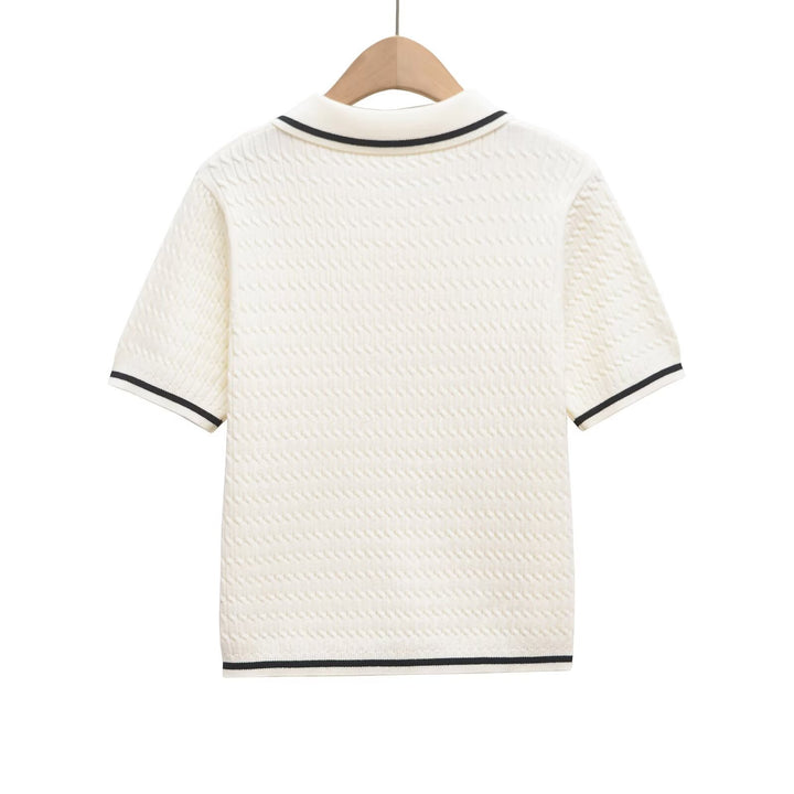 Damen Poloshirt mit strukturiertem Material und edlen Knopfdetails Echo Archiv