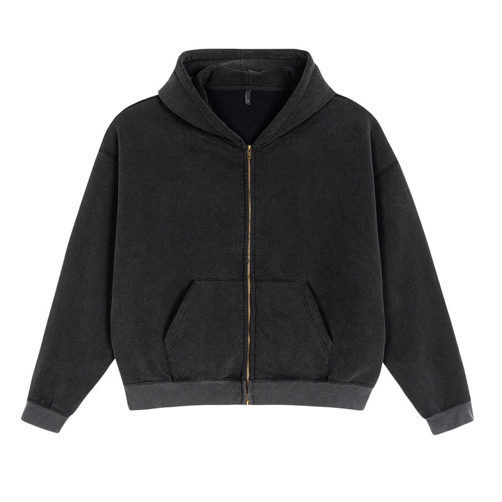 Unisex Reißverschluss-Kapuzenjacke im Boxy-Schnitt aus schwerer French-Terry Echo Archiv