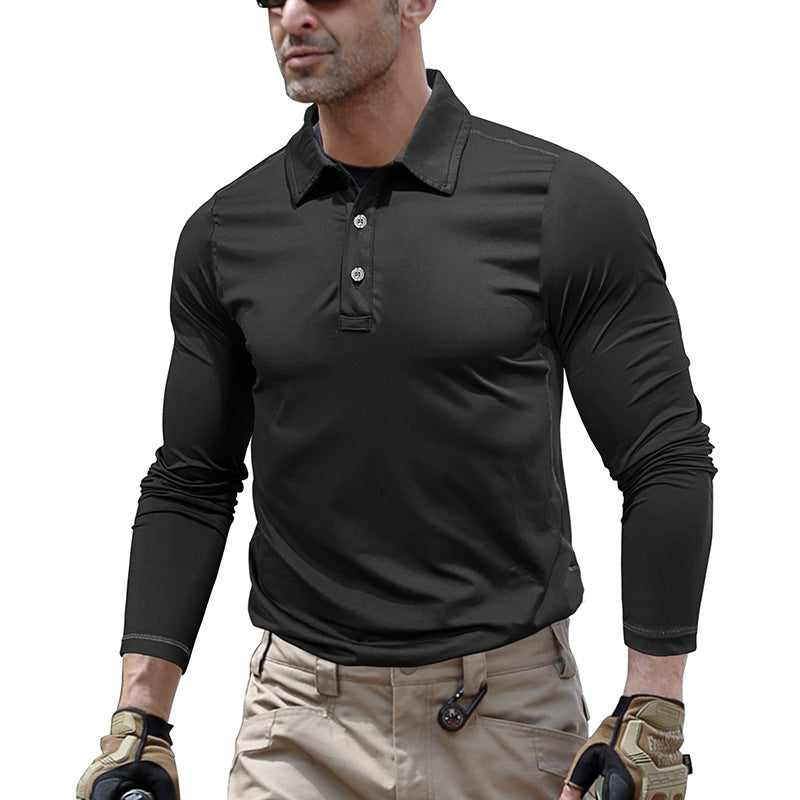 Herren sportliches Langarm Polohemd mit feuchtigkeitsableitender Technologie Echoarchiv