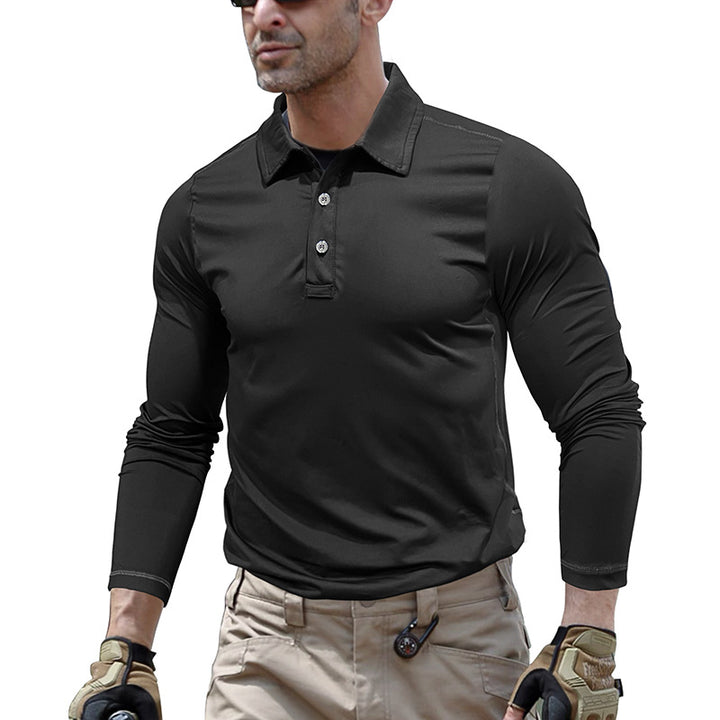 Herren sportliches Langarm Polohemd mit feuchtigkeitsableitender Technologie Echoarchiv