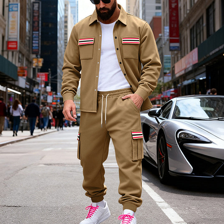 Herren Urbanes zweiteiliges Utility-Joggingset mit Overshirt und Cargo-Hose Echoarchiv