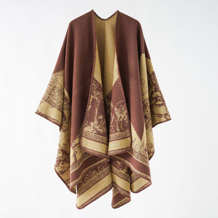 Damen Jacquard-Wollmix-Überwurf mit offenem Kimono-Fall und weichem Griff Echo Archiv