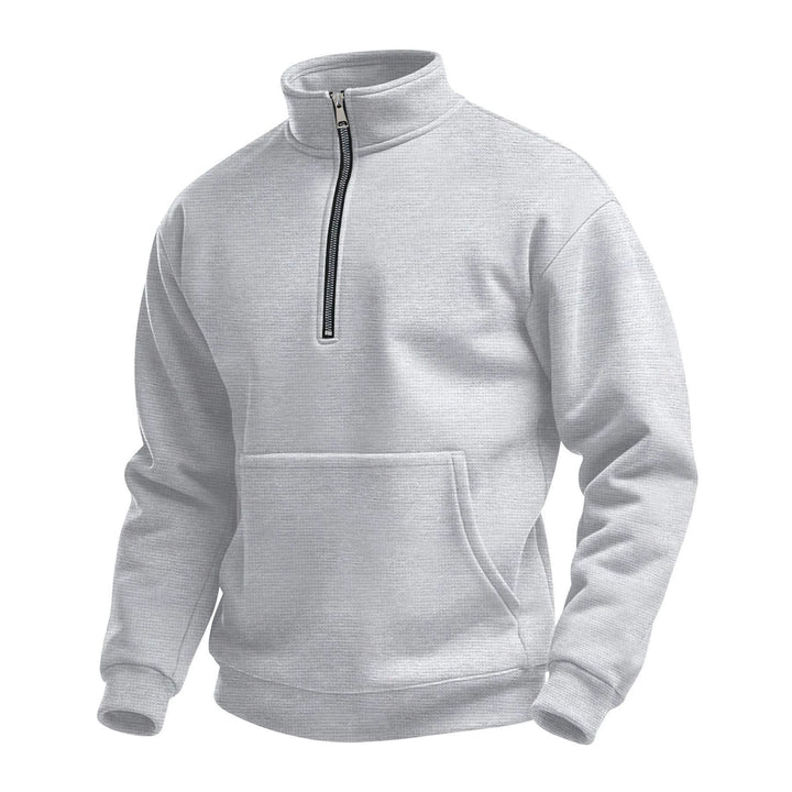 Herren Fleece-Pullover mit elegantem Stehkragen und praktischer Kängurutasche Echoarchiv