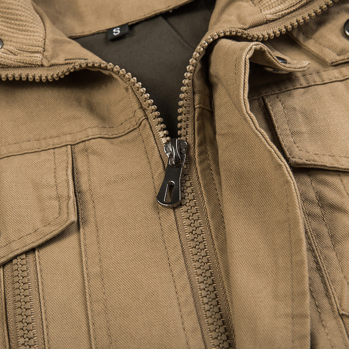 Herren nan leichter Baumwoll-Canvas Fliegerjacke mit Schulterklappen, verdecktem Reißverschluss und multifunktionalen Taschen Echo Archiv