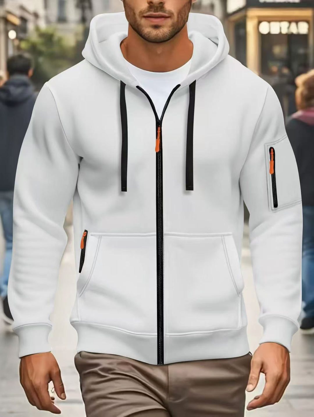 Herren nan funktionale Kapuzenjacke mit durchgehendem Reißverschluss, Ärmeltasche und elastischen Bündchen Echo Archiv