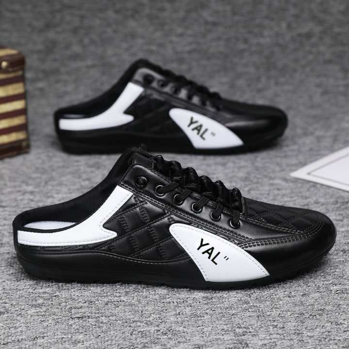 Herren Slipper-Sneaker im Mule-Design mit dekorativer Schnürung und gesteppter Kunstleder-Optik Echoarhiv