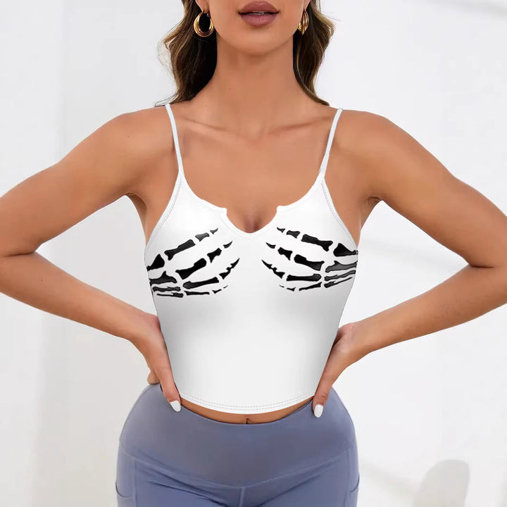 Damen Sportliches Crop-Top mit kreativem Skelett-Design Echo Archiv