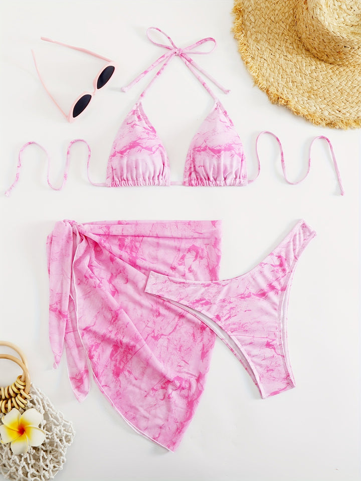 Damen Triangel-Bikini-Set mit elegantem Wickelsarong Echo Archiv