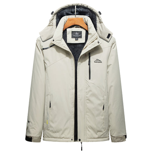 Herren Wasserabweisender Outdoorparka mit Teddyfutter, abnehmbarer Kapuze und Reißverschlusstaschen – Taviero