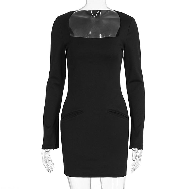 Damen Elegantes Kostümkleid mit Quadrat-Ausschnitt und langen Ärmeln Echo Archiv