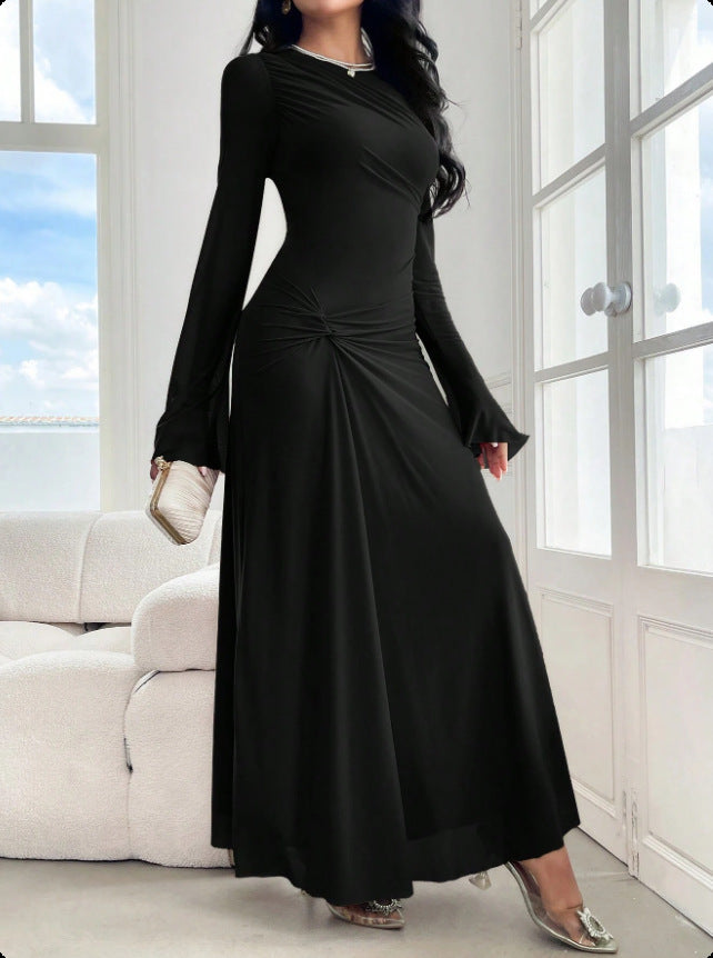 Damen Maxikleid mit geraffter Taillenpartie und Glockenärmeln Echo Archiv